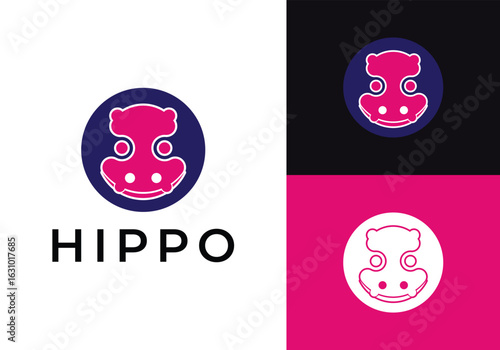 This is a hippo logo with a simple and modern style. This logo is suitable for zoos, animal cartoons, and such.