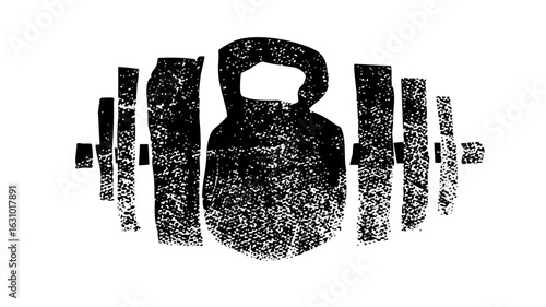 Vector Black kettlebell weightlifting with barbell elements.