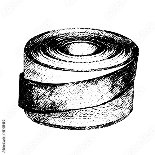 Vector Coiled ribbon depicts a tightly wound circular form.