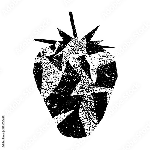 Vector Abstract black and white strawberry .