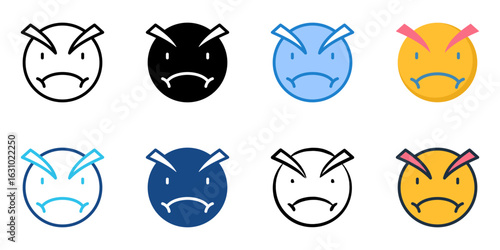 Angry icon set multiple style collection 
