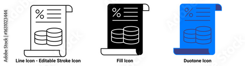 Budget Planning line and filled icon, editable stroke, modern flat minimal style and Duotone icon web icons set. Vector Illustration