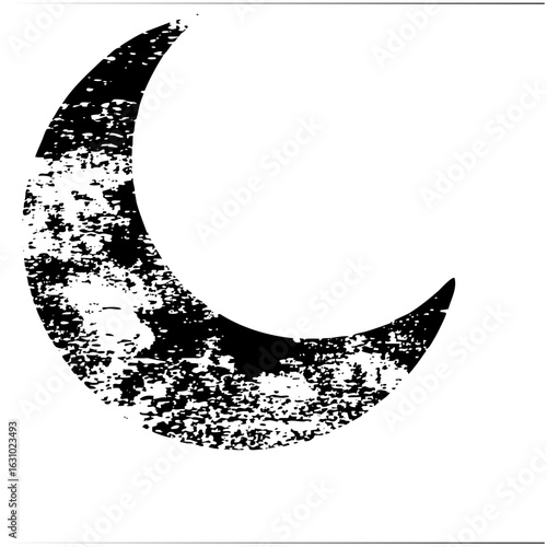 Vector Distressed moon with textured surface.