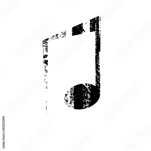Vector Distressed musical note represents sound and rhythm.