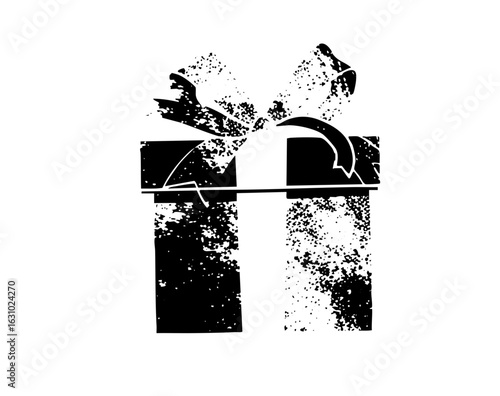 Vector Distressed of an open gift with ribbon