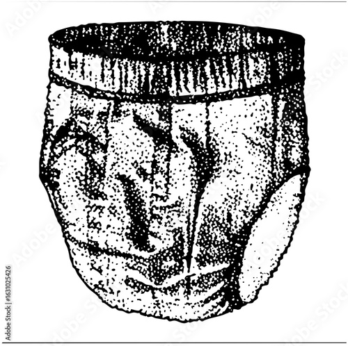 Vector Detailed of a textured ceramic vessel.