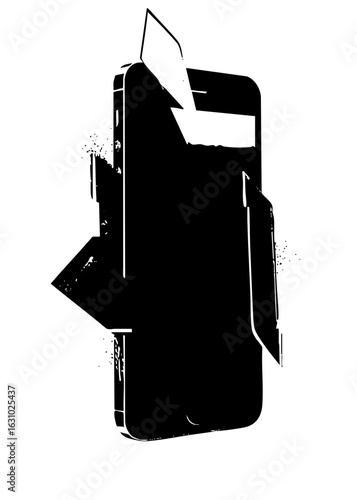Vector Abstract smartphone with outgoing arrow .