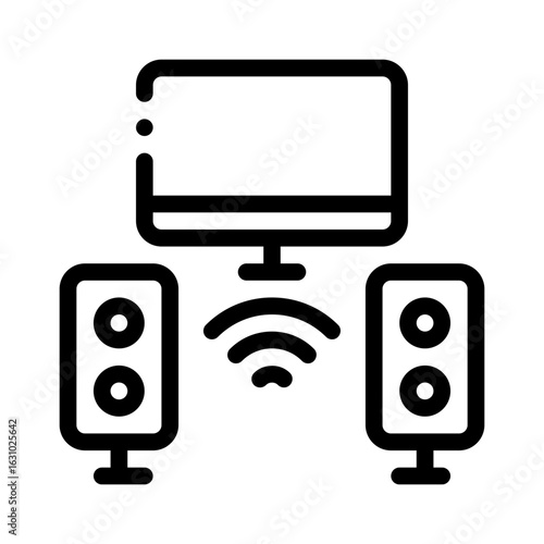 home theater speakers line icon