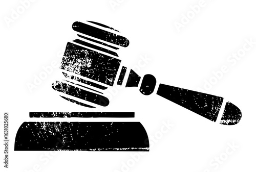Vector Black gavel and sound block representing justice and law.
