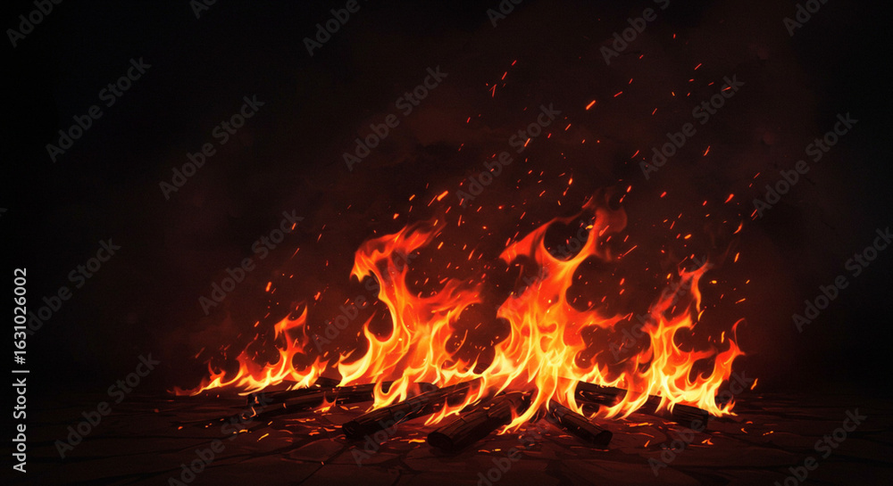 Obraz premium Dramatic House Fire with Thick Smoke Rising