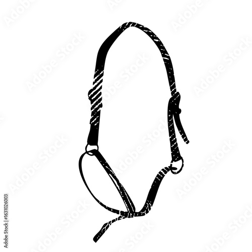 Vector Black vector of a horse halter with adjustable straps.