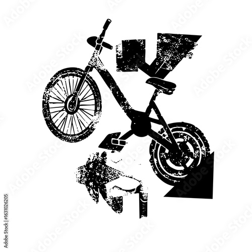 Vector Dynamic cyclist showcases a rider performing a stunt with a bicycle.