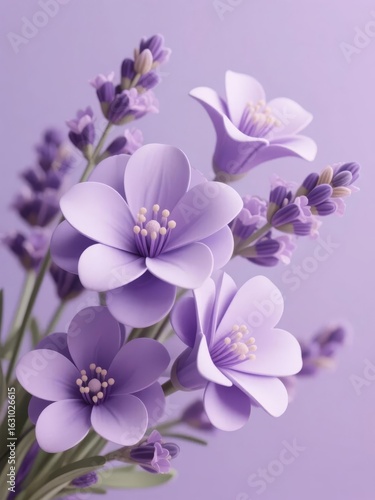 Wallpaper Mural Cluster of Delicate Purple Flowers with Soft Petals and Visible Stamen Torontodigital.ca