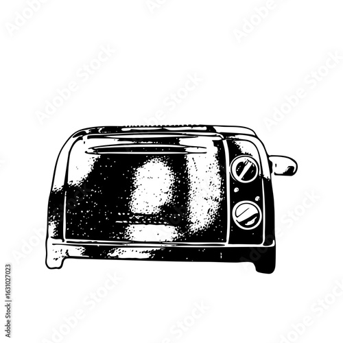 Vector Vintage toaster with toasted bread .