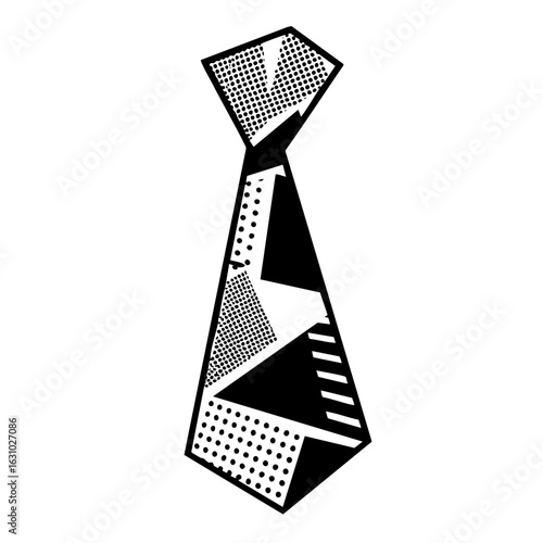 Vector Geometric necktie with dotted and striped .