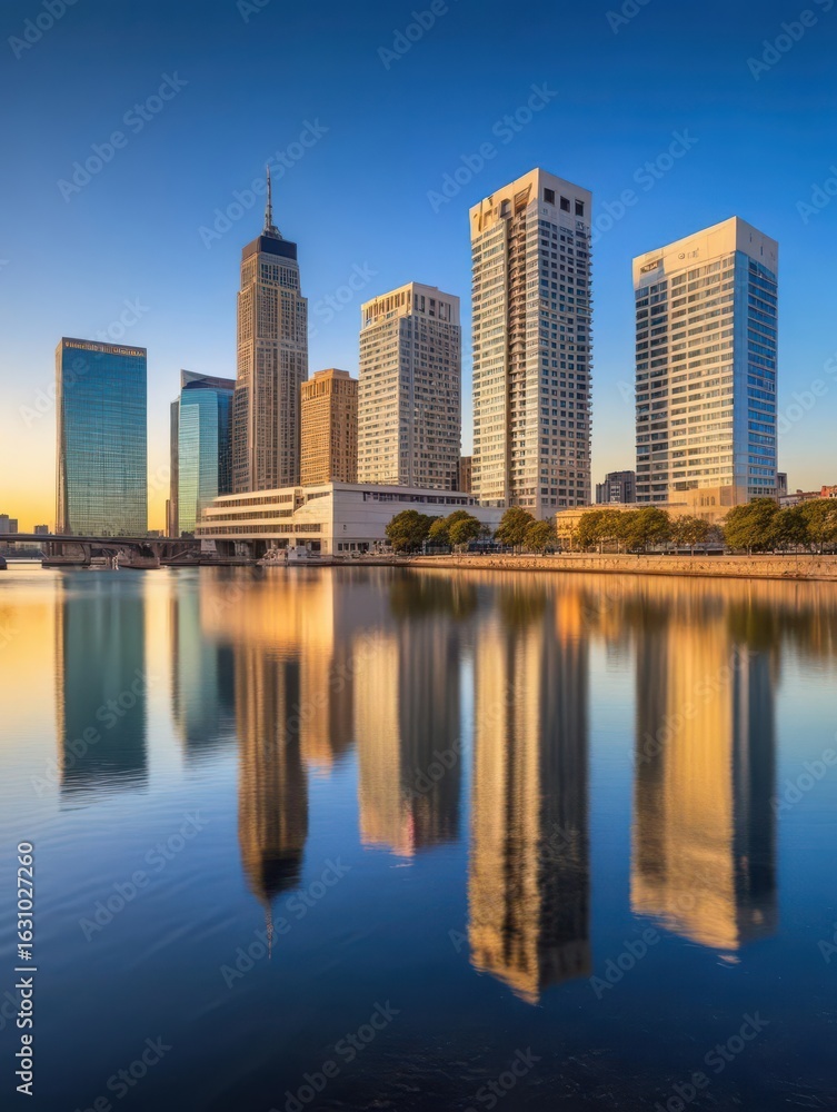 Naklejka premium Modern Skyscrapers Reflections Over Tampa Water