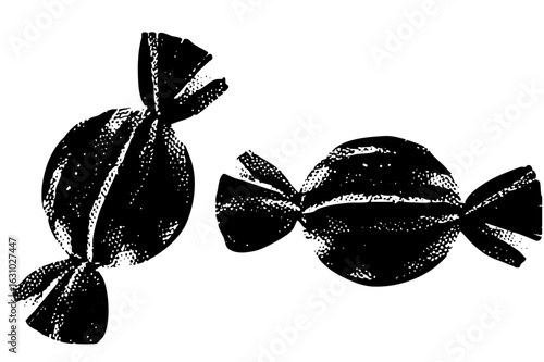Vector Vintage candies with twisted wrappers a delightful confection .