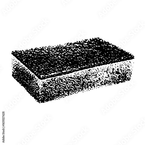 Vector Black abrasive cleaning sponge with textured surface.