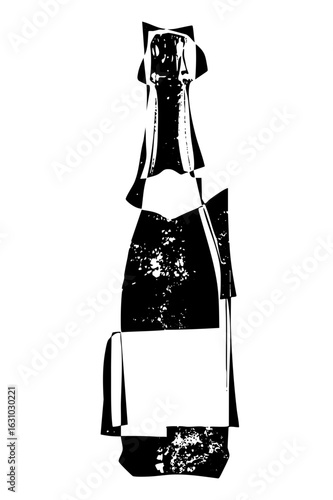 Vector Stylized bottle with a distressed texture.