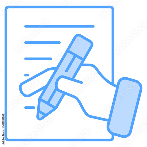 Writing Blue Icon Element For Design