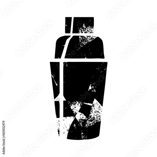 Vector Distressed cocktail shaker with a textured monochrome .