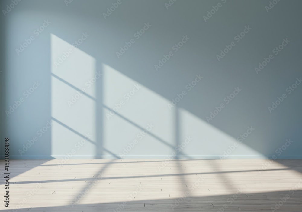 Obraz premium Empty room with sunlight casting shadows on the wall