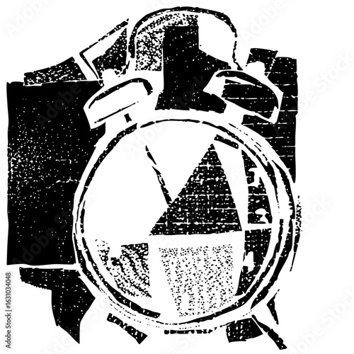 Vector Vintage alarm clock with distressed texture.