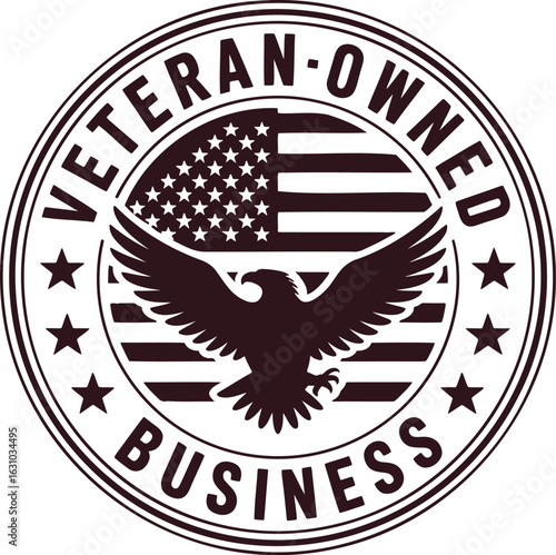 Veteran owned business emblem with american flag and eagle