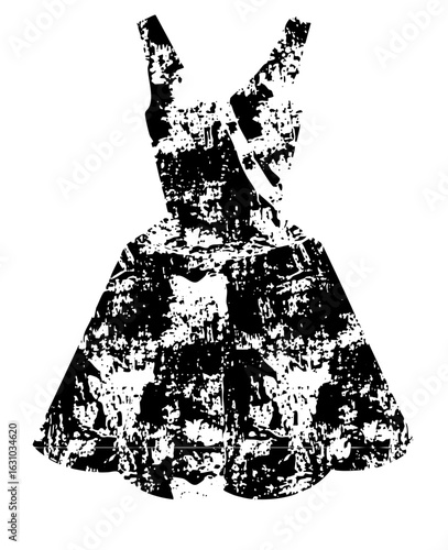 Vector Black silhouette of a flared sundress with straps.