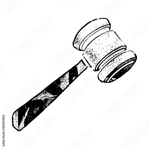 Vector Detailed of a wooden gavel symbolizing justice and legal proceedings.