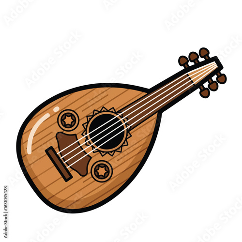 Cartoon illustration of an oud musical instrument