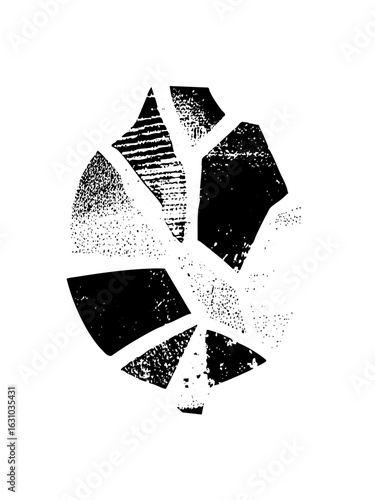 Vector Abstract shattered geometric shape with fragmented .