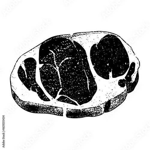 Vector Detailed of a marbled meat cut with dark and light areas.