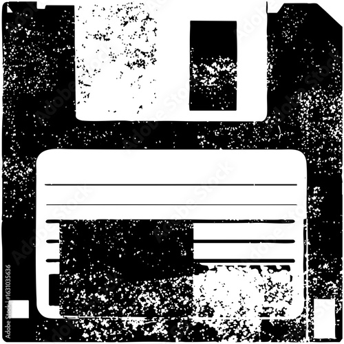 Vector Vintage floppy disk with distressed texture.