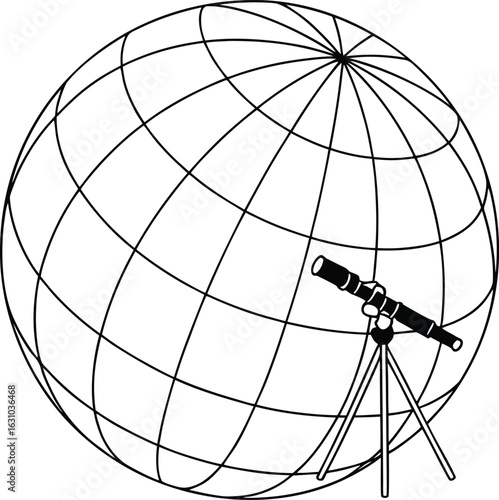 Abstract wireframe globe with latitude and longitude lines silhouette