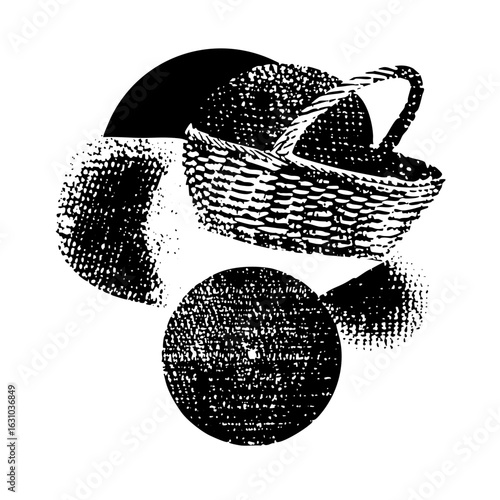 Vector Wicker basket with citrus fruits