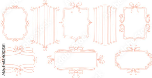 Collection of elegant decorative vintage frames and borders with floral accents in soft pastel colors