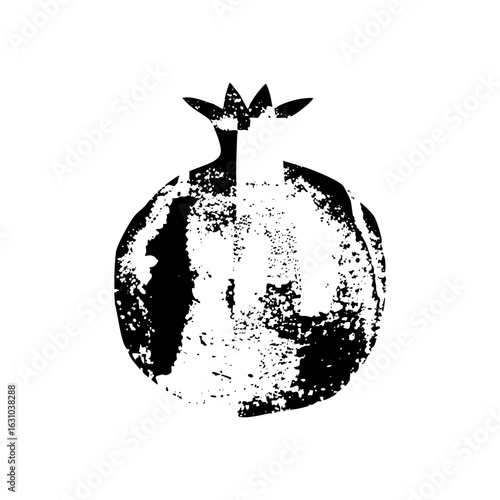 Vector Distressed pomegranate with crown detail.