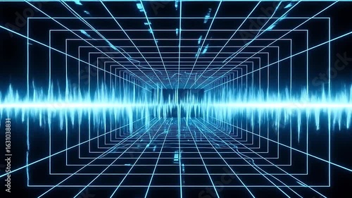 Grid tunnel transforming into waveform lines before shutting down