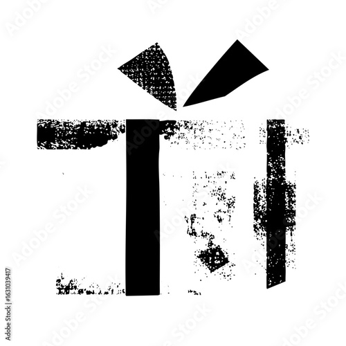 Vector Black and white of a gift with a bow.