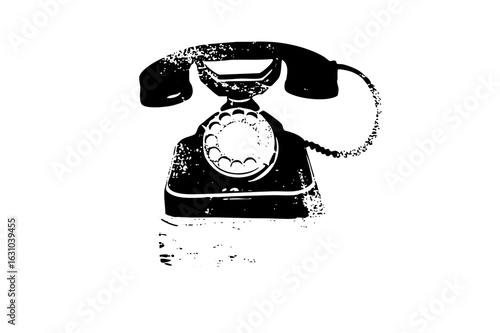 Vector Vintage telephone with coiled cord