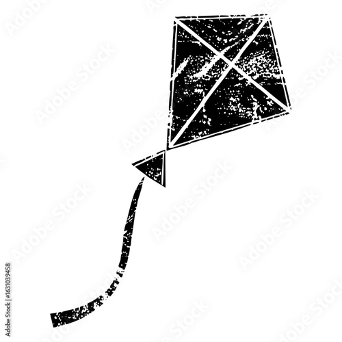 Vector Black kite with a trailing ribbon.