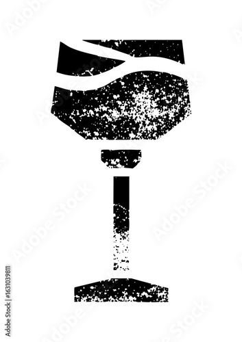 Vector Black silhouette of an hourglass with textured details.