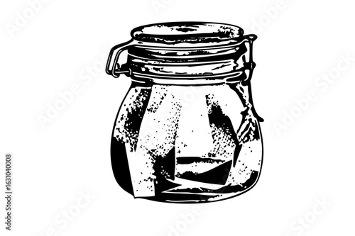 Vector Detailed of a sealed glass jar with contents.