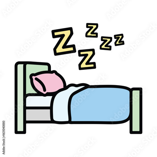 Sleeping bed illustration pastel color graphic