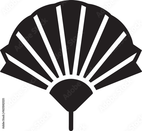 Hand fan silhouette icon in vector style isolated on white background