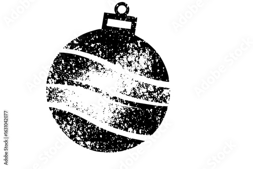 Vector Distressed spherical ornament with diagonal stripes.