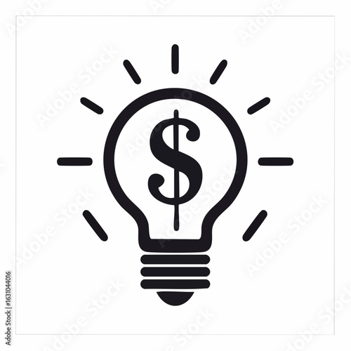 A shining lightbulb icon with a dollar sign inside, symbolizing a profitable business idea, financial innovation, or investment concept.