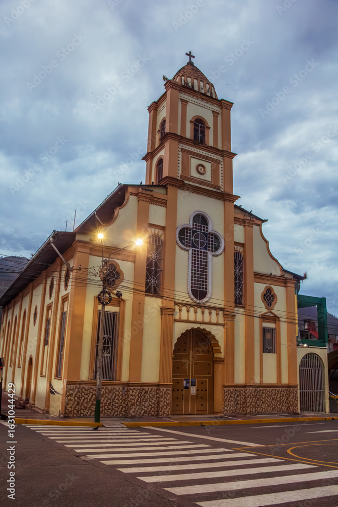 Obraz premium La Merced Catholic Church at dawn - Chanchamayo, Junin, Peru