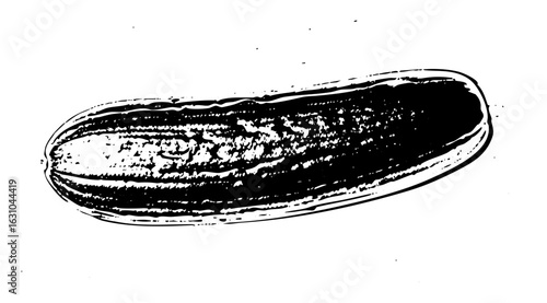Vector Detailed of a dark green cucumber with textured skin.